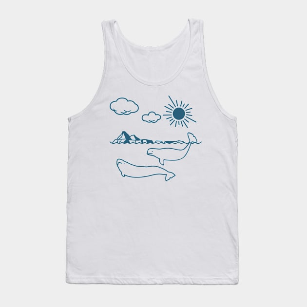Beluga whale, Whale, Ocean, Sunset, Mammal, Sun Tank Top by Strohalm
